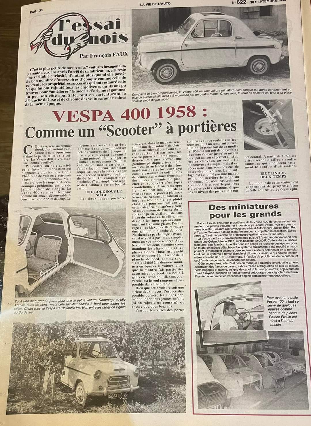 Article La vie de l'Auto sur Vespa400