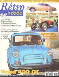 Article de presse Vespa 400 dans Retro Hebdo magazine