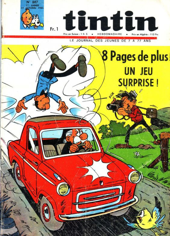 Journal de Tintin n° 887, la vespa400 en couverture